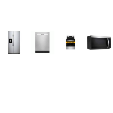 Whirlpool 4 Stainless : Smooth Top Electric Range Oven, 1.6CF OTR MW, Dishwasher 55 dBA, 36-inch Wide Side-by-Side Refrigerator 