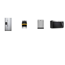 Whirlpool 4 Stainless : Smooth Top Electric Range Oven, 1.6CF OTR MW, Dishwasher 57 dBA, 36" 25CF Side-by-Side Refrigerator EXT WD