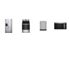 Whirlpool 4 Stainless Steel Appliance PKG : Smooth Top Electric Range Convection Oven Air Fry, 1.7CF OTR MW, Dishwasher 57 dBA, 36" 25CF Side-by-Side Refrigerator EXT WD