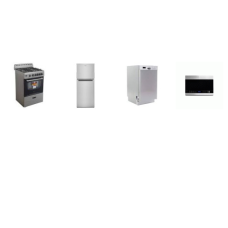 4 APT SIZE Stainless Steel Appliance PKG : Avanti 24" GAS RANGE OVEN, 18" DISHWASHER, Danby 24" OTR MW, And Whirlpool 24" 11.6CF Top-Freezer Refrigerator