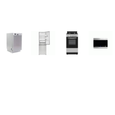 4 APT SIZE STAINLESS APPLIANCE PKG : 20" GAS RANGE OVEN, 18" DISHWASHER 53 dBA, 24" OTR MW, 24" Bottom-Freezer Counter-Depth Refrigerator