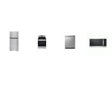 LG 4 STAINLESS : Electric Range OVEN, 20 cu. ft. Top Freezer Refrigerator, 3rd Rack Dishwasher 48 dBA, 1.8 cu. ft. Smart Over-the-Range Microwave