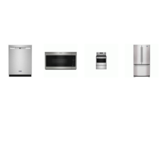 Maytag 4 Fingerprint Resistant Stainless : Counter Depth French Door Refrigerator Internal Water Dispenser Ice Maker, OTR MW, 50 dBA Dishwasher Stainless Interior, Electric Range Convection Oven Air Fry Self-Clean