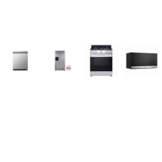 LG 4 STAINLESS : SLIDE IN GAS RANGE OVEN, OTR MW, DISHWASHER 50dBA, 27 cu. ft. Side-by-side Refrigerator with Ice and Water 