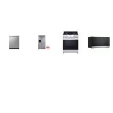 LG 4 STAINLESS : SLIDE IN GAS RANGE OVEN, OTR MW, DISHWASHER 48dBA, 27 cu. ft. Side-by-side Refrigerator with Ice and Water 