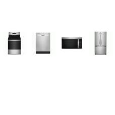 Whirlpool 4 Fingerprint Resistant Stainless : Electric Range Convection Oven Air Fry, OTR MW, 55 dBA Dishwasher, Counter-Depth French Door Bottom Mount Refrigerator Internal Water Dispenser Icemaker