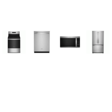 Whirlpool 4 Fingerprint Resistant Stainless : Electric Range Convection Oven Air Fry, 1.9CF OTR MW, 47dBA Dishwasher, Counter-Depth French Door Bottom Mount Refrigerator Internal Water Dispenser Icemaker