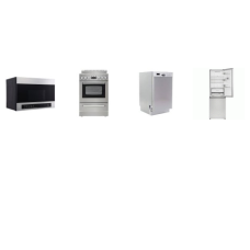 APT SIZE 4 STAINLESS : AVANTI 24" Smooth Top Electric Range Oven, 24" OTR MW, 18" DISHWASHER And Sharp 24 in. Bottom-Freezer Counter-Depth Refrigerator
