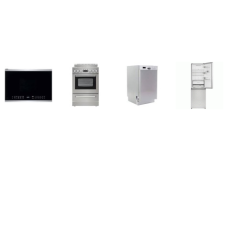 APT SIZE 4 STAINLESS : AVANTI 24" Smooth Top Electric Range Oven, 18" DISHWASHER, XO 24" OTR MW, And Sharp 24 in. Bottom-Freezer Counter-Depth Refrigerator
