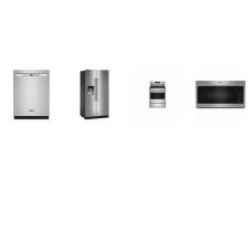 4 Fingerprint Resistant Stainless : Gas Range Convection Oven Air Fry, OTR MW, 50 dBA Dishwasher Stainless Interior, 36-Inch Side-by-Side Refrigerator WD