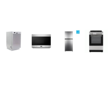 APT SIZE 4 STAINLESS STEEL APPLIANCE PKG : 24" GAS RANGE OVEN, 24" OTR MW, 18" DISHWASHER, 24" 10.1 cu. ft. Top Freezer Refrigerator