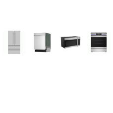 Sharp 4 Stainless : French 4-Door Counter-Depth Refrigerator Ice Maker, 49 dB Dishwasher, Gas Convection Slide-In Range Oven Air Fry, OTR MW