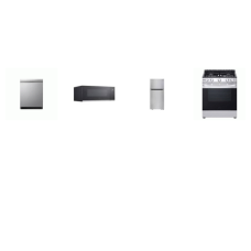 LG 4 STAINLESS : Gas Slide-in Range Oven, Low Profile OTR MW 400 CFM, TrueSteam Dishwasher 44 dBA, Top Freezer Refrigerator Automatic Ice Maker