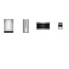 Maytag 4 Fingerprint Resistant Stainless : Electric Range Convection Oven Air Fry, 1.7CF OTR MW, 51 DBA Dishwasher, 30"W French Door Refrigerator Ice Maker