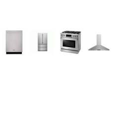 Thor Kitchen 4 Stainless : 36-inch Tilt Panel Gas Range AIR FRY commercial convection fan Oven, Range Hood 550 CFM, Dishwasher 45 dB, Counter Depth French Door Refrigerator Ice Maker