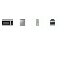 LG 4 STAINLESS : Electric Slide-in Range Oven, OTR MW 300 CFM, Dishwasher 48 dBA, 30"W 22 cu. ft. French Door Refrigerator Ice Maker