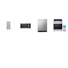 LG 4 STAINLESS : Electric Slide-in Range Oven, 1.8CF OTR MW 300 CFM, Dishwasher 46 dBA, 30"W 22 cu. ft. French Door Refrigerator Ice Maker