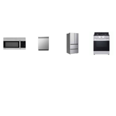 LG 4 STAINLESS PKG : Gas Slide-in Range Oven, 1.7 cu. ft. Over-the-Range Microwave Oven, Front Control Dishwasher QuadWash, 19 cu. ft. Counter-Depth French Door Refrigerator with Door Cooling+