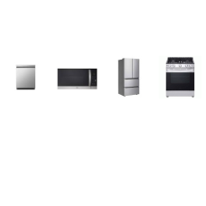 LG 4 STAINLESS PKG : Gas Slide-in Range Oven, 1.7 cu. ft. Over-the-Range Microwave Oven, Front Control Dishwasher QuadWash, 19 cu. ft. Counter-Depth French Door Refrigerator with Door Cooling+