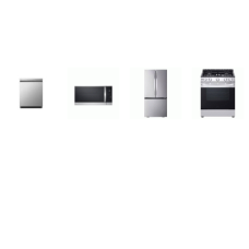 LG 4 STAINLESS : Gas Slide-in Range Oven, 1.8CF OTR MW, Front Control Dishwasher with QuadWash, 33" Counter-Depth French Door Refrigerator ICE MAKER