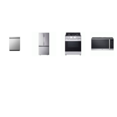 LG 4 STAINLESS : Gas Slide-in Range Oven, 1.8CF OTR MW, Front Control Dishwasher with QuadWash, 33" Counter-Depth French Door Refrigerator ICE MAKER