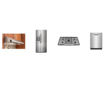 Frigidaire 4 STAINLESS : Professional 36" Gas Cooktop, 36" Overhead Range Hood, 24" Stainless Tub 51 dBA Dishwasher, 22 Cu. Ft. 36" Counter Depth Side by Side Refrigerator WD