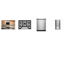 KitchenAid 4 STAINLESS PKG : 30" 5-Burner Gas Cooktop, Counter-Depth French Door Refrigerator Interior Dispense, Multifunction Over-the-Range Oven Infrared Sensor Modes, Dishwasher 47dBA