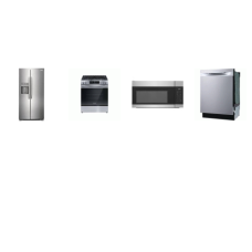Frigidaire 4 STAINLESS : SLIDE IN Gas Range Oven, 1.7CF OTR MW, Dishwasher 49 dBA Stainless Tub, 22 Cu. Ft. 36" Counter Depth Side by Side Refrigerator WD