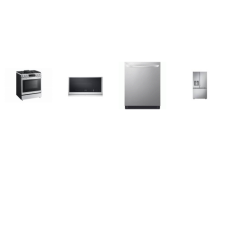 LG 4 STAINLESS : Convection InstaView Gas Slide-In Range Air Fry, 2.1 cu. ft. OTR MW ExtendaVent, Dishwasher TrueSteam 42 dBA, Counter-Depth Zero Clearance 3-Door French Door Refrigerator WD Craft Ice