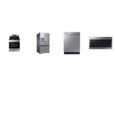 SAMSUNG 4 STAINLESS : GAS RANGE Convection OVEN AIR FRY, 2.1CF OTR MW 400CFM, 53 dBA Dishwasher, 31CF 3-Door French Door Refrigerator WD Four Types of Ice 