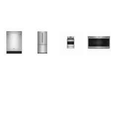 Maytag 4 Fingerprint Resistant Stainless : Gas Range Convection Oven No Preheat Air Fry, 1.7CF OTR MW, 51 DBA Dishwasher, 30"W French Door Refrigerator Ice Maker