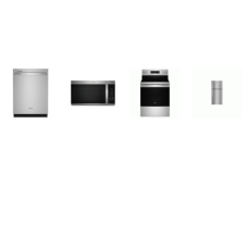 Whirlpool 4 Stainless : Gas Range Air Fry Self Clean Convection Oven, 1.9CF OTR MW, Dishwasher 47 dBA Stainless Interior, 30"W 19.2CF Top Freezer Refrigerator