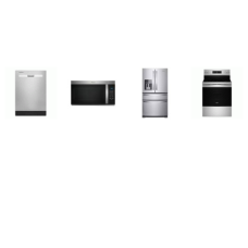 Whirlpool 4 Fingerprint Resistant Stainless : Gas Range Air Fry Convection Oven, OTR MW, Dishwasher 55 dBA, French Door Bottom Mount Refrigerator WD