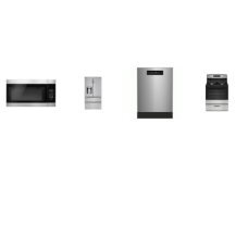 4 STAINLESS : LG 28CF French 4-Door Refrigerator EXT WD, beko Dishwasher  Stainless Tall Tub Third Rack 45 dBA And Amana Gas Range Oven, 1.6CF OTR MW 300 CFM