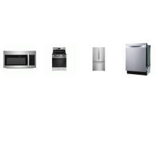 Frigidaire 4 Stainless : Smooth Top Electric Range Oven, 1.8CF OTR MW, Stainless Tub 49 dBA Dishwasher, 28.8 Cu. Ft. French Door Refrigerator Water Filter Internal Water Dispenser Ice Maker