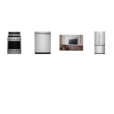 KitchenAid 4 Stainless : Gas Range Convection Oven, OTR Microwave Flush Built-In Design, Dishwasher 47 dBA, 33"W French Door Refrigerator Interior Dispenser