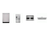 Thor Kitchen 4 Stainless PKG : French Door Refrigerator Ice and Water Dispenser, Dishwasher 45 dBA, 60 Inch Liner Wall Mount Range Hood, 60 Inch Double Oven Gas Range 8 Burners Convection fan Oven