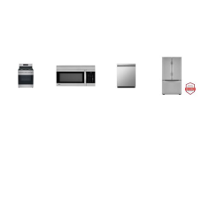 LG 4 STAINLESS : Gas Range Oven, OTR MW, Dishwasher 50 dBA, 29CF French Door Refrigerator W/Water Filtered Ice Maker