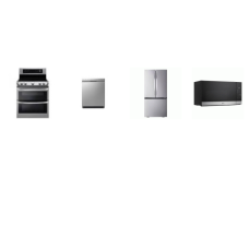 LG 4 STAINLESS PKG : Electric Double Oven Range Convection, OTR MW, Dishwasher 48 dBA 3rd Rack, 33"W Counter-Depth French Door Refrigerator Ice Maker