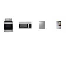 LG 4 STAINLESS : Range Convection Oven AirFry, OTR MW, Dishwasher 48 dB, InstaView Counter-Depth French Door Refrigerator Internal Water Dispenser Ice Maker