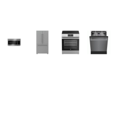 beko 4 Stainless : Electric Slide In Range Self-Cleaning Oven, OTR MW, Tall Tub Dishwasher 39 dB, Counter-Depth French Door Refrigerator Internal Water Dispenser Turbo Ice Maker