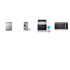 LG 4 STAINLESS : Electric Slide-in Range Oven, 1.8CF OTR MW, Dishwasher STAINLESS interior 50 dBA, 27 cu. ft. Side-by-side Refrigerator Ext Ice and Water Dispenser 