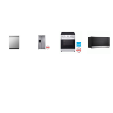 LG 4 STAINLESS : Electric Slide-in Range Oven, 1.6CF OTR MW, Dishwasher STAINLESS interior 50 dBA, 27 cu. ft. Side-by-side Refrigerator Ext Ice and Water Dispenser 