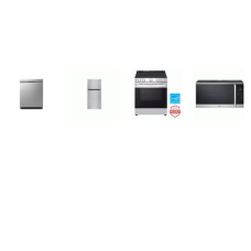 LG 4 STAINLESS : Electric Slide-in Range Oven, 1.8CF OTR MW, Dishwasher 3rd rack 48 dBA, 24 cu. ft. 33-inch Wide Top Freezer Refrigerator Internal Water Dispenser
