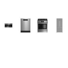 beko 4 STAINLESS PKG : Slide-In GAS Range Convection Oven Warming Drawer, OTR Microwave, Dishwasher 45 dBA, 30 Inch Counter-Depth Smart French Door Refrigerator Ice Maker