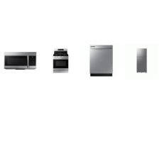Samsung 4 STAINLESS : 4 STAINLESS STEEL PKG: Gas Range Convection Oven Air Fry, OTR MW, Dishwasher 53DBA, 28"W 18 cu. ft. Top Freezer Refrigerator Ice Maker