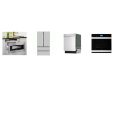 Sharp 4 Stainless : French 4-Door Counter-Depth Refrigerator Ice M, 49 dB Dishwasher Stainless Interior, 30" 1.2 cu. ft. Microwave Drawer Oven, 30"European Convection Built-In Single Wall Oven