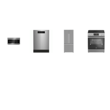 beko 4 STAINLESS PKG : Slide-In Electric Range Convection Oven Warming Drawer Air Fry, OTR MW, Dishwasher 45 dBA, 30" Counter Depth French Door Refrigerator W/Ice Maker