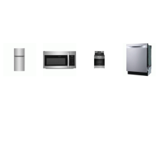 Frigidaire 4 Stainless : CONVECTION OVEN GAS RANGE, OTR MW, 49 dBA Dishwasher, 30"W 18 Cu. Ft. Garage Ready Top Freezer Refrigerator