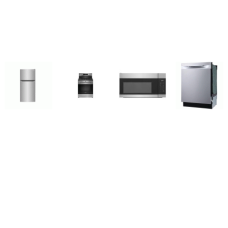 Frigidaire 4 Stainless : CONVECTION OVEN GAS RANGE, OTR MW, 49 dBA Dishwasher, 30"W 18 Cu. Ft. Garage Ready Top Freezer Refrigerator